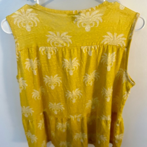 Women Large Yellow Linen Sleeveless Ann Taylor Shirt - Picture 5 of 5